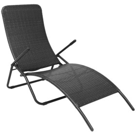 Schwarze Polyrattan-Klappliege von vidaXL, Liegen - Ref: Foro24-42946, Preis: 70,70 €, Rabatt: %