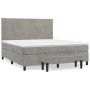 Cama box spring con colchón terciopelo gris claro 180x200 cm de , Camas y somieres - Ref: Foro24-3137737, Precio: 650,04 €, D...