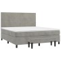 Box spring bed with light gray velvet mattress 180x200 cm by , Beds and slatted bases - Ref: Foro24-3137737, Price: 614,99 €,...