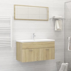 Engineered wood bathroom furniture set in Sonoma oak. by , Bathroom furniture - Ref: Foro24-3070886, Price: 247,99 €, Discoun...