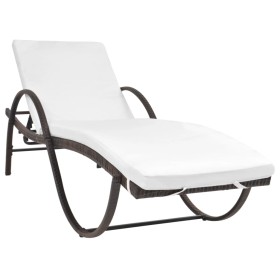 Garden lounger with brown synthetic rattan cushion by vidaXL, Loungers - Ref: Foro24-42883, Price: 128,99 €, Discount: %