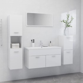 Juego de muebles de baño madera de ingeniería blanco brillo de , Muebles de baño - Ref: Foro24-3071384, Precio: 419,95 €, Des...