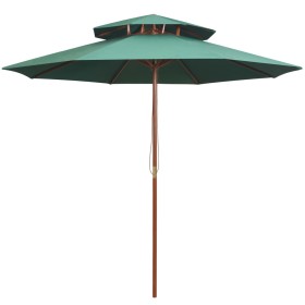 Two-story umbrella 270x270 cm with a green wooden pole by vidaXL, Umbrellas - Ref: Foro24-42963, Price: 90,99 €, Discount: %