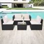 Set muebles de jardín 5 piezas y cojines ratán sintético negro de vidaXL, Conjuntos de jardín - Ref: Foro24-43110, Precio: 34...