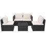 Set muebles de jardín 5 piezas y cojines ratán sintético negro de vidaXL, Conjuntos de jardín - Ref: Foro24-43110, Precio: 34...