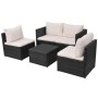 Set muebles de jardín 5 piezas y cojines ratán sintético negro de vidaXL, Conjuntos de jardín - Ref: Foro24-43110, Precio: 34...