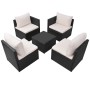 Set muebles de jardín 5 piezas y cojines ratán sintético negro de vidaXL, Conjuntos de jardín - Ref: Foro24-43110, Precio: 34...