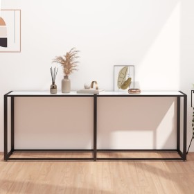 White marble tempered glass console table 200x35x75.5 cm by , Side tables - Ref: Foro24-331688, Price: 79,34 €, Discount: %