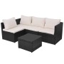 Set muebles de jardín 5 piezas y cojines ratán sintético negro de vidaXL, Conjuntos de jardín - Ref: Foro24-43110, Precio: 34...