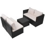 Set muebles de jardín 5 piezas y cojines ratán sintético negro de vidaXL, Conjuntos de jardín - Ref: Foro24-43110, Precio: 34...