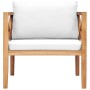 Solid teak wood garden chair with cream cushions by , Garden chairs - Ref: Foro24-49369, Price: 185,53 €, Discount: %