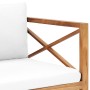 Solid teak wood garden chair with cream cushions by , Garden chairs - Ref: Foro24-49369, Price: 185,53 €, Discount: %