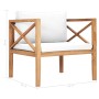 Solid teak wood garden chair with cream cushions by , Garden chairs - Ref: Foro24-49369, Price: 185,53 €, Discount: %