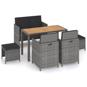 Garden dining set 6 pieces synthetic rattan and gray acacia wood by , Garden sets - Ref: Foro24-315990, Price: 371,99 €, Disc...