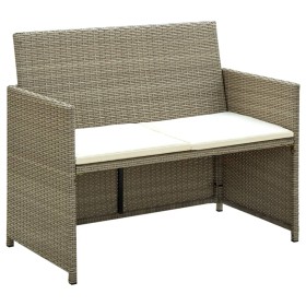 2-Sitzer-Gartensofa mit beigen synthetischen Rattankissen von , Outdoor-Sofas - Ref: Foro24-46396, Preis: 120,55 €, Rabatt: %