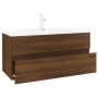 Mueble de baño con lavabo madera contrachapada marrón roble de , Tocadores de baño - Ref: Foro24-3152881, Precio: 233,60 €, D...