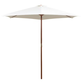 Parasol with cream white wooden pole 270x270 cm by vidaXL, Umbrellas - Ref: Foro24-42962, Price: 66,36 €, Discount: %