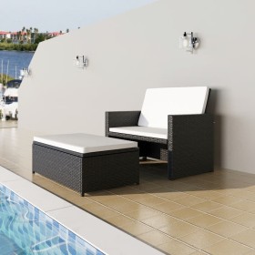 2-piece garden furniture set and black synthetic rattan cushions by vidaXL, Outdoor sofas - Ref: Foro24-43071, Price: 380,99 ...