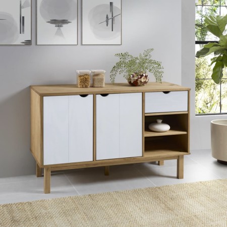 OTTA sideboard solid pine wood brown and white 114x43x73.5 cm by , Sideboards - Ref: Foro24-351302, Price: 156,20 €, Discount: %