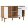 Aparador OTTA madera maciza pino marrón y blanco 114x43x73,5 cm de , Aparadores - Ref: Foro24-351302, Precio: 156,99 €, Descu...