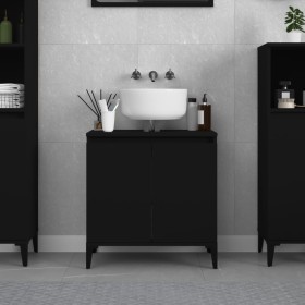 Armario para lavabo madera contrachapada negro 58x33x60 cm de , Tocadores de baño - Ref: Foro24-821261, Precio: 61,44 €, Desc...