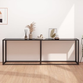 Black tempered glass console table 220x35x75.5 cm by , Side tables - Ref: Foro24-331691, Price: 104,67 €, Discount: %