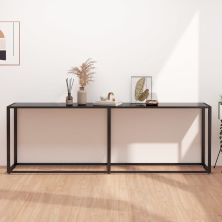 Black tempered glass console table 220x35x75.5 cm by , Side tables - Ref: Foro24-331691, Price: 104,99 €, Discount: %