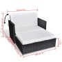 2-teiliges Gartenmöbel-Set und schwarze Kissen aus synthetischem Rattan von vidaXL, Outdoor-Sofas - Ref: Foro24-43071, Preis:...