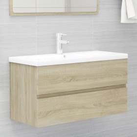 Mueble con lavabo madera de ingeniería roble Sonoma de , Tocadores de baño - Ref: Foro24-3071561, Precio: 222,52 €, Descuento: %