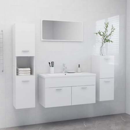 Glossy white engineered wood bathroom furniture set by , Bathroom furniture - Ref: Foro24-3071114, Price: 371,45 €, Discount: %