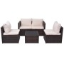 Set muebles de jardín 5 piezas y cojines ratán sintético marrón de vidaXL, Conjuntos de jardín - Ref: Foro24-43109, Precio: 3...