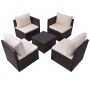 Set muebles de jardín 5 piezas y cojines ratán sintético marrón de vidaXL, Conjuntos de jardín - Ref: Foro24-43109, Precio: 3...