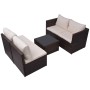 Set muebles de jardín 5 piezas y cojines ratán sintético marrón de vidaXL, Conjuntos de jardín - Ref: Foro24-43109, Precio: 3...