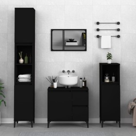 Armario de baño madera contrachapada negro 30x30x100 cm de , Muebles de baño - Ref: Foro24-819813, Precio: 64,37 €, Descuento: %