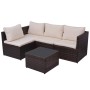 Set muebles de jardín 5 piezas y cojines ratán sintético marrón de vidaXL, Conjuntos de jardín - Ref: Foro24-43109, Precio: 3...