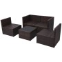 Set muebles de jardín 5 piezas y cojines ratán sintético marrón de vidaXL, Conjuntos de jardín - Ref: Foro24-43109, Precio: 3...