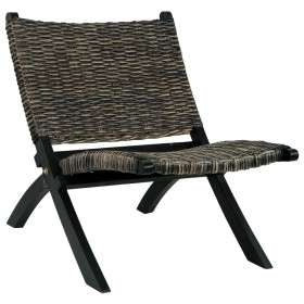 Stuhl aus natürlichem Kubu-Rattan und massivem schwarzem Mahagoniholz von , Sessel - Ref: Foro24-285802, Preis: 144,99 €, Rab...