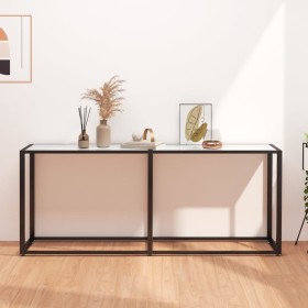 White marble tempered glass console table 180x35x75.5 cm by , Side tables - Ref: Foro24-331684, Price: 79,19 €, Discount: %