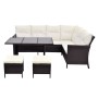 Set muebles de jardín 4 piezas y cojines ratán sintético marrón de vidaXL, Conjuntos de jardín - Ref: Foro24-43095, Precio: 6...