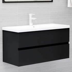 Mueble con lavabo madera de ingeniería negro de , Tocadores de baño - Ref: Foro24-3071559, Precio: 233,29 €, Descuento: %