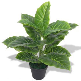 Planta de taro artificial con macetero verde 45 cm de vidaXL, Flora artificial - Ref: Foro24-244431, Precio: 17,99 €, Descuen...