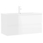 Mueble con lavabo madera de ingeniería blanco brillo de , Tocadores de baño - Ref: Foro24-3071654, Precio: 291,54 €, Descuent...