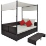 Cama de jardín con toldo ratán sintético marrón 190x130 cm de vidaXL, Camas para exteriores - Ref: Foro24-42900, Precio: 475,...