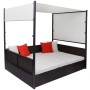 Cama de jardín con toldo ratán sintético marrón 190x130 cm de vidaXL, Camas para exteriores - Ref: Foro24-42900, Precio: 475,...