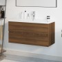 Mueble de baño con lavabo madera contrachapada marrón roble de , Tocadores de baño - Ref: Foro24-3152884, Precio: 299,25 €, D...