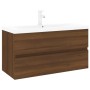 Mueble de baño con lavabo madera contrachapada marrón roble de , Tocadores de baño - Ref: Foro24-3152884, Precio: 299,25 €, D...