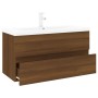 Mueble de baño con lavabo madera contrachapada marrón roble de , Tocadores de baño - Ref: Foro24-3152884, Precio: 299,25 €, D...