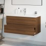 Mueble de baño con lavabo madera contrachapada marrón roble de , Tocadores de baño - Ref: Foro24-3152884, Precio: 299,25 €, D...