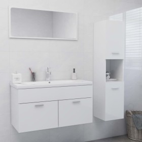 Glossy white engineered wood bathroom furniture set by , Bathroom furniture - Ref: Foro24-3071159, Price: 330,46 €, Discount: %