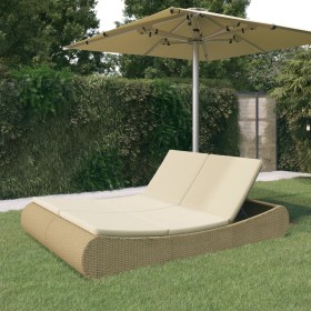 Beige Gartenliege aus synthetischem Rattan von vidaXL, Betten im Freien - Ref: Foro24-42887, Preis: 318,99 €, Rabatt: %